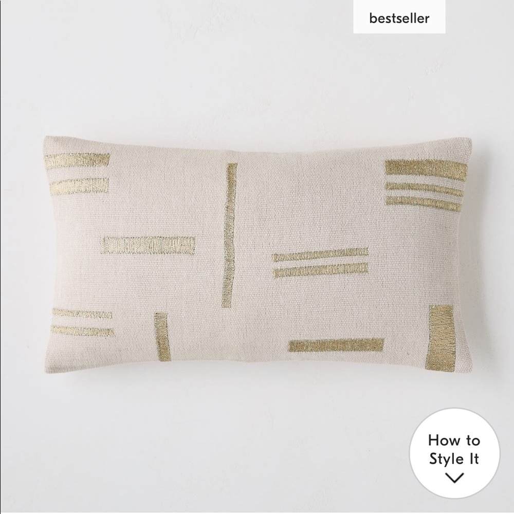 West elm Embroidered Metallic Blocks Pillow Cover